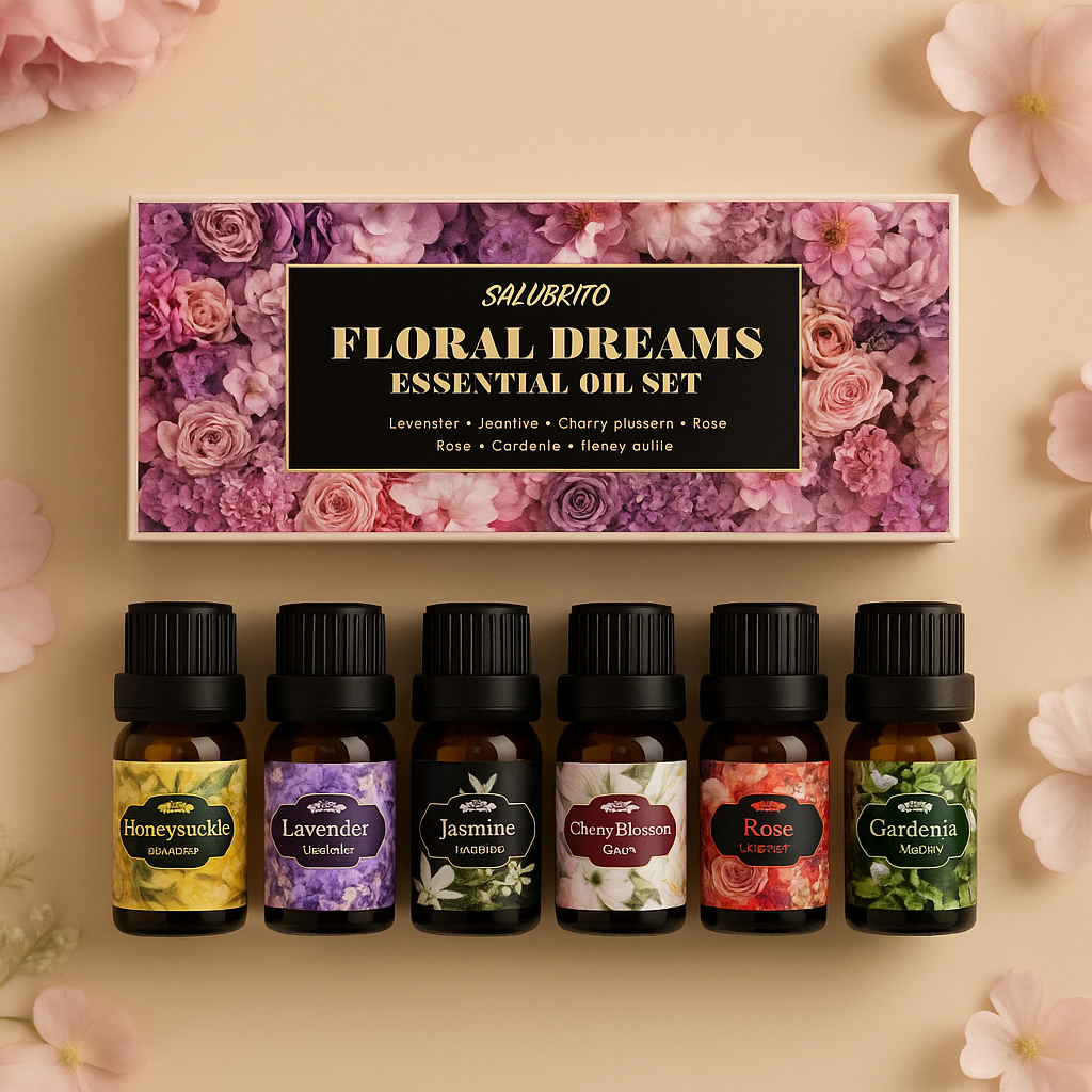 Floral Dreams Essential Oil Set -6 Piece Aromatherapy Collection