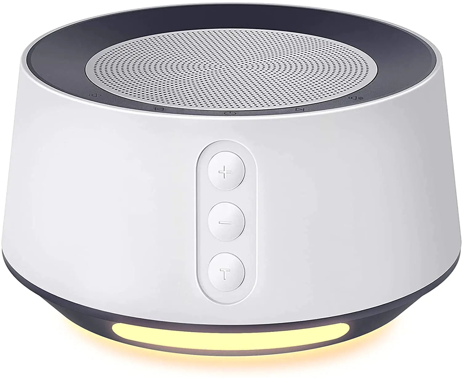 QuietGlow Night Sound Machine with control buttons on a white background