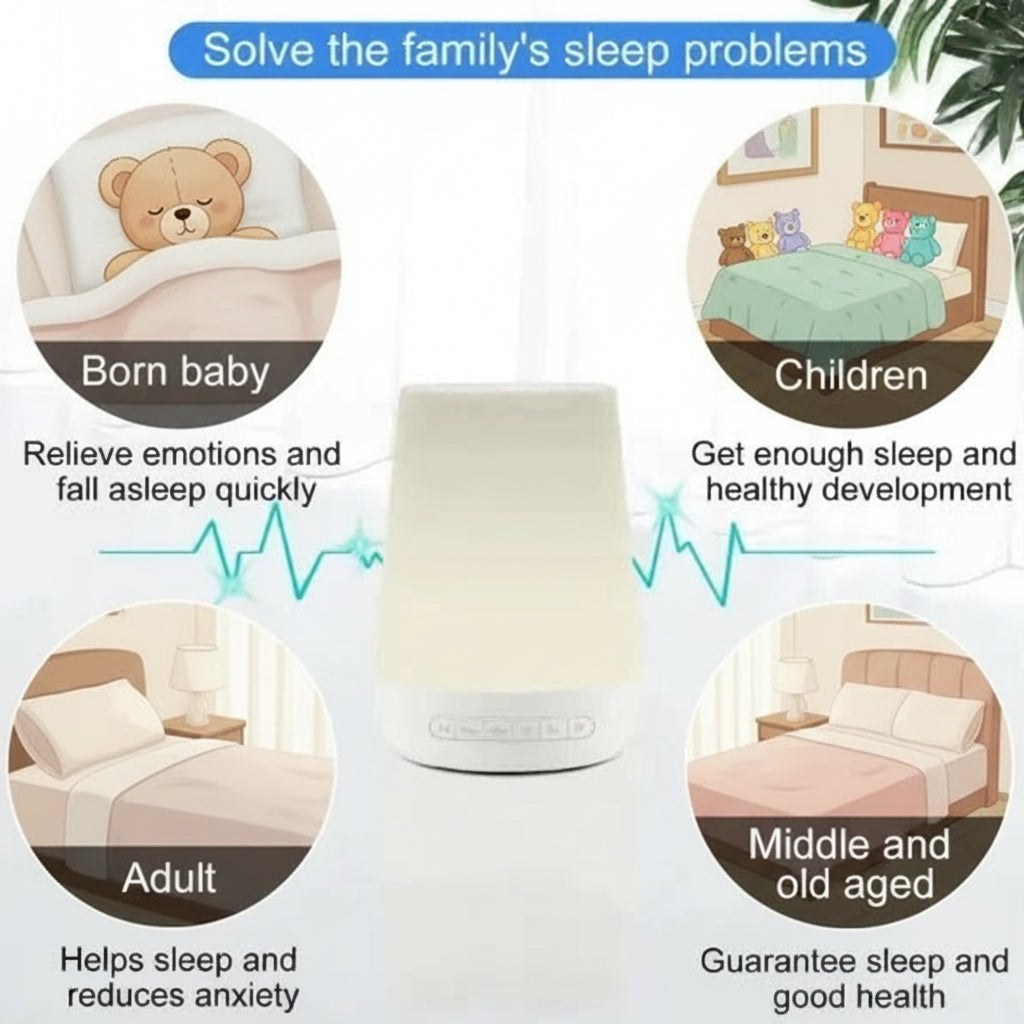 GlowCalm with text on its benefits for different age groups.